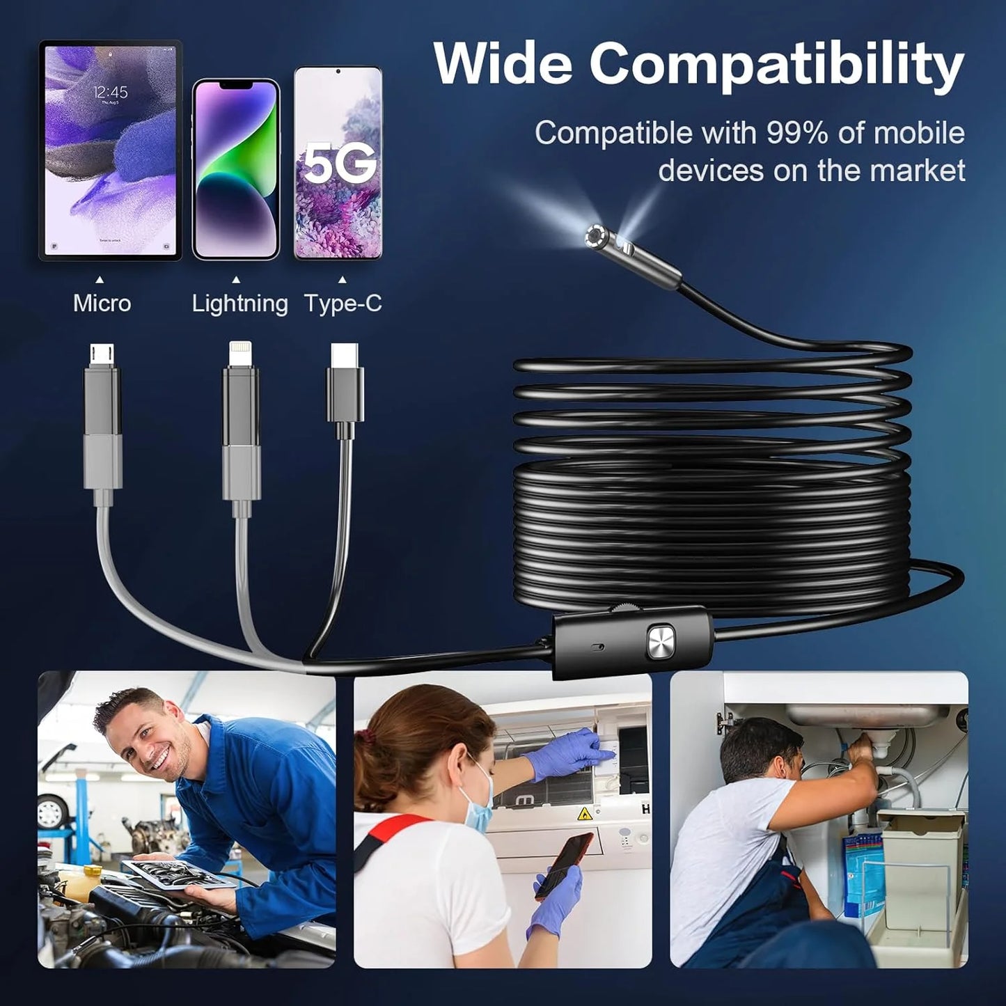 KERUI 8mm 1080P Endoscope Camera iOS/Android