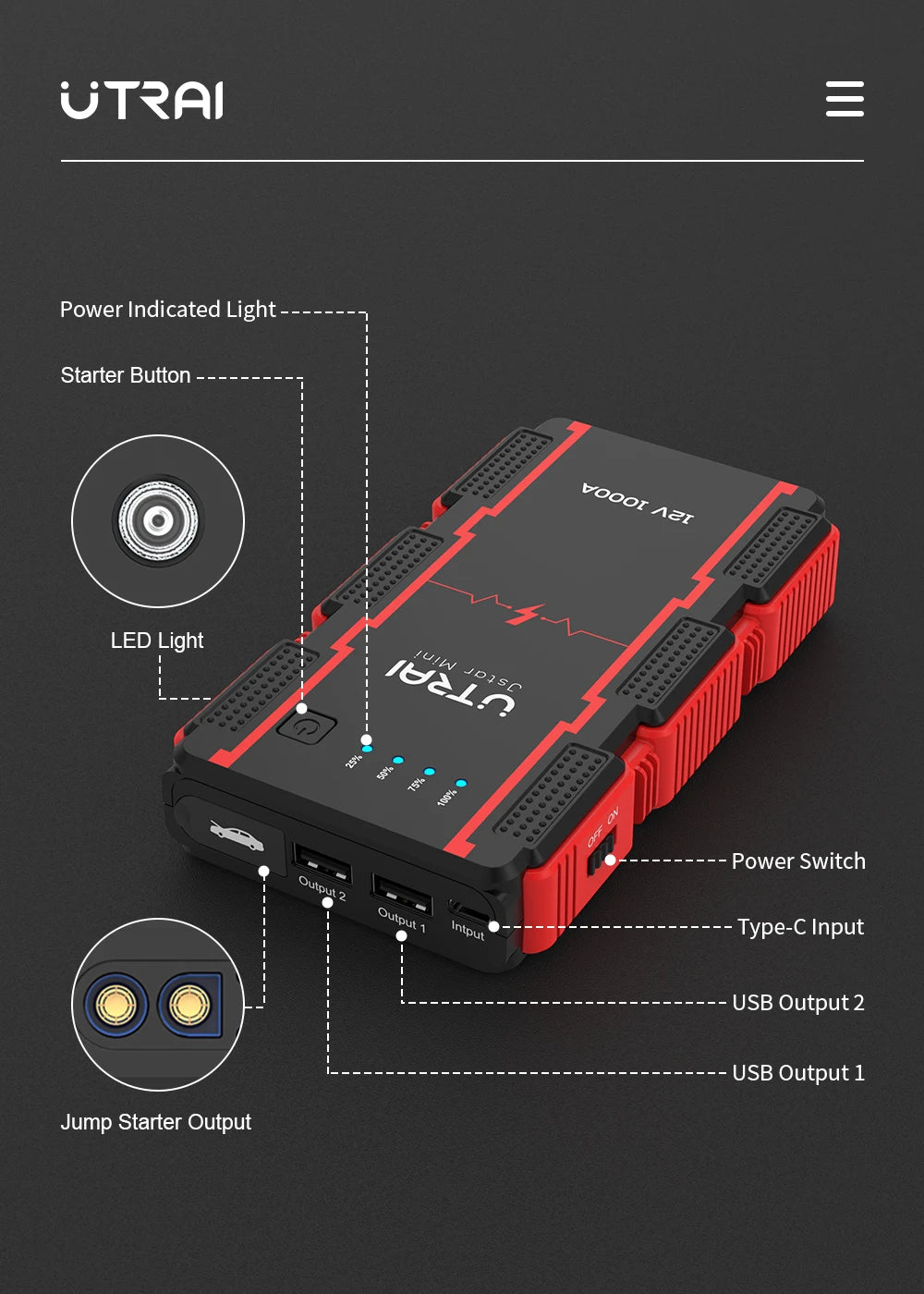 UTRAI JS-Mini 1000A Jump Starter