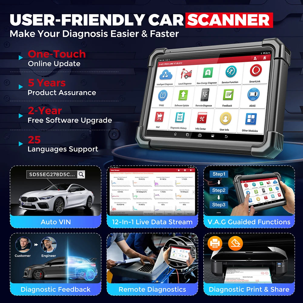 LAUNCH® X431 PRO3S+SmartLink HD Sõidu- ja Veoautode Diagnostikaseade