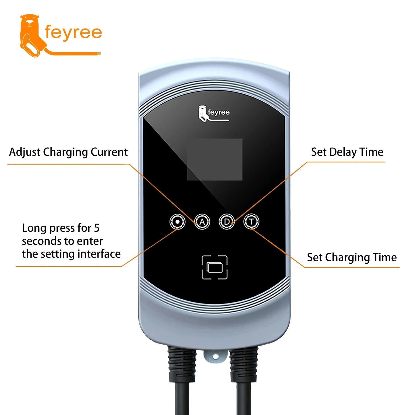 Feyree 32A 7.6KW 3-faasiline EV Laadija Elektriautodele
