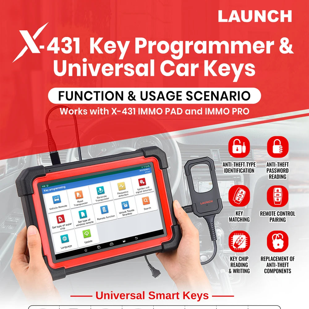 LAUNCH® X431 Autovõtme Programmeerija + 4 võtit