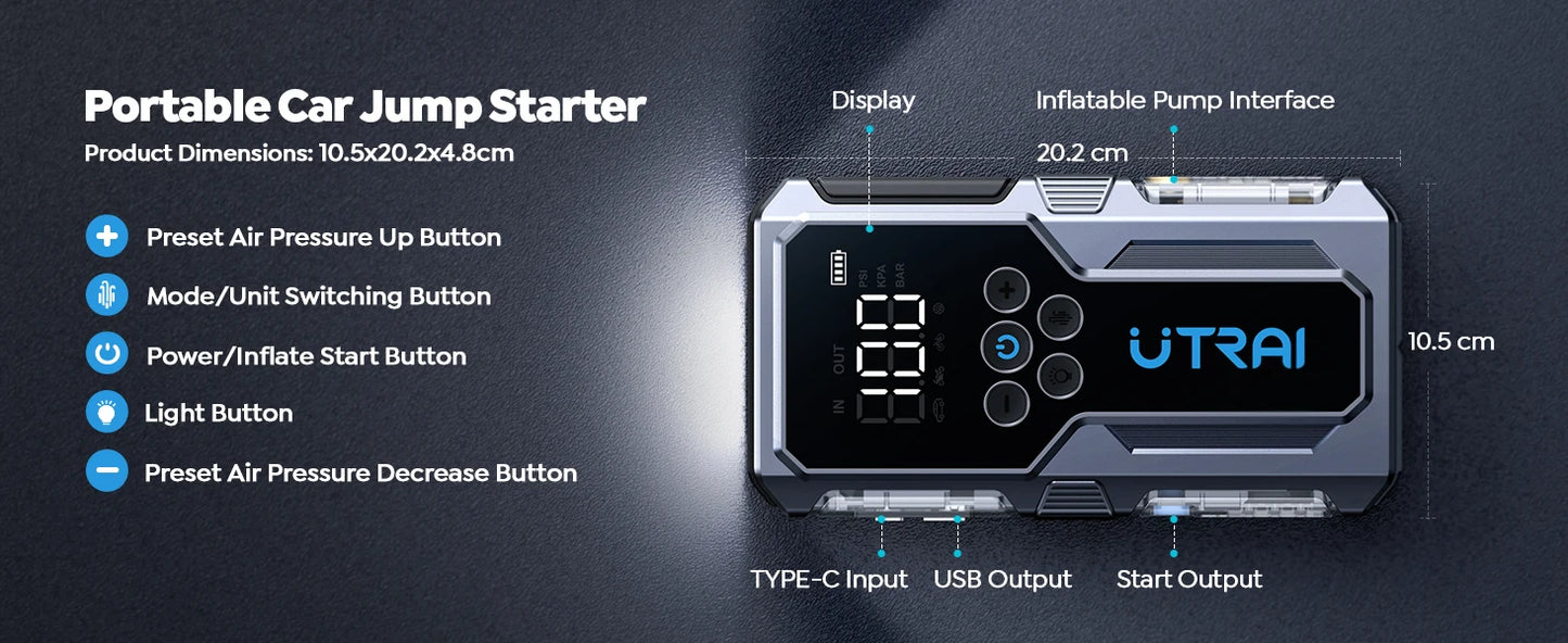 UTRAI JS-9 1500A Jump Starter/Air Pump