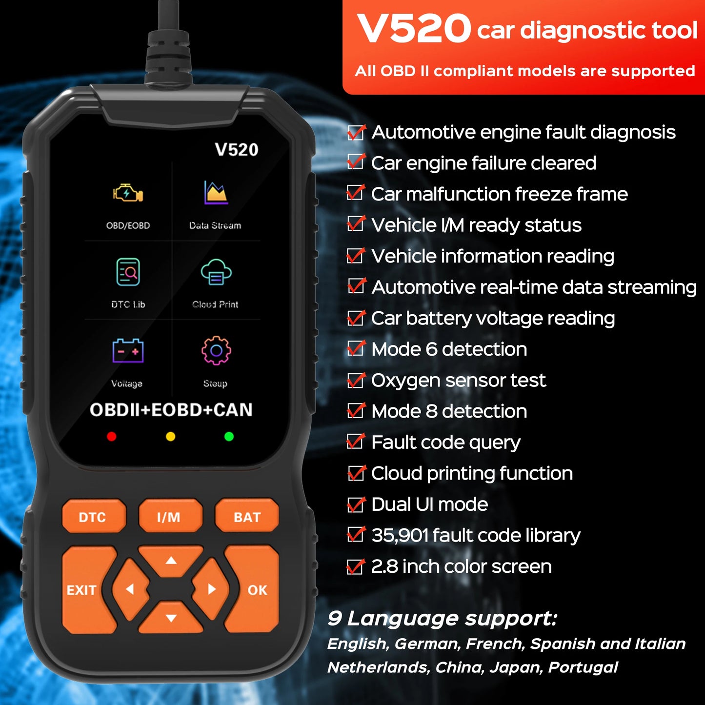 V520 Mootorisüsteemi Diagnostikaseade
