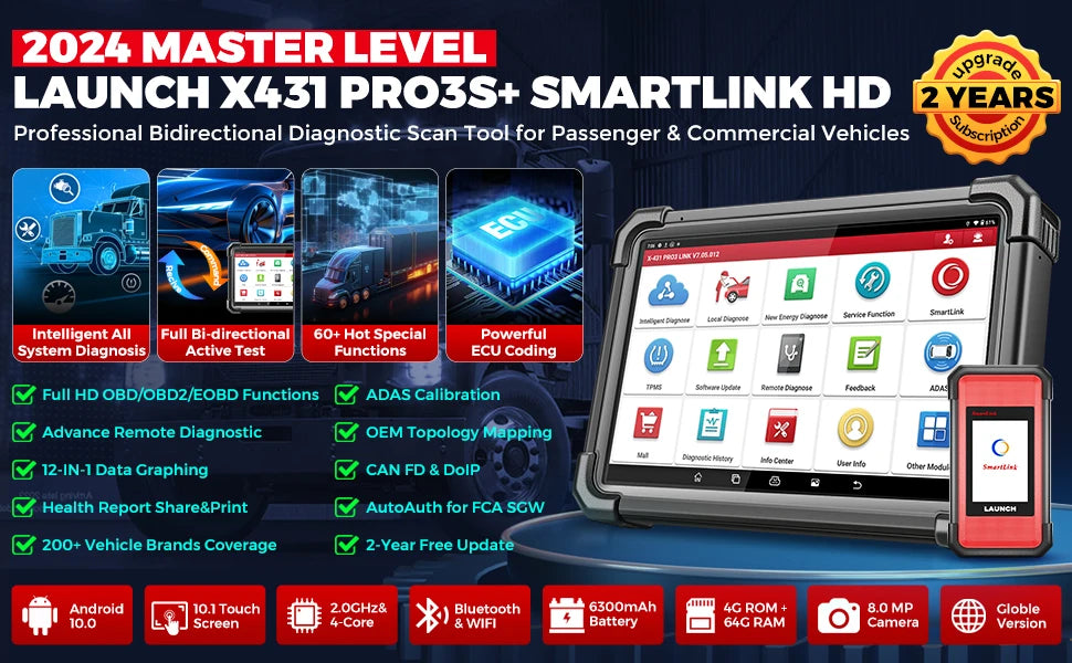 LAUNCH® X431 PRO3S+SmartLink HD Sõidu- ja Veoautode Diagnostikaseade