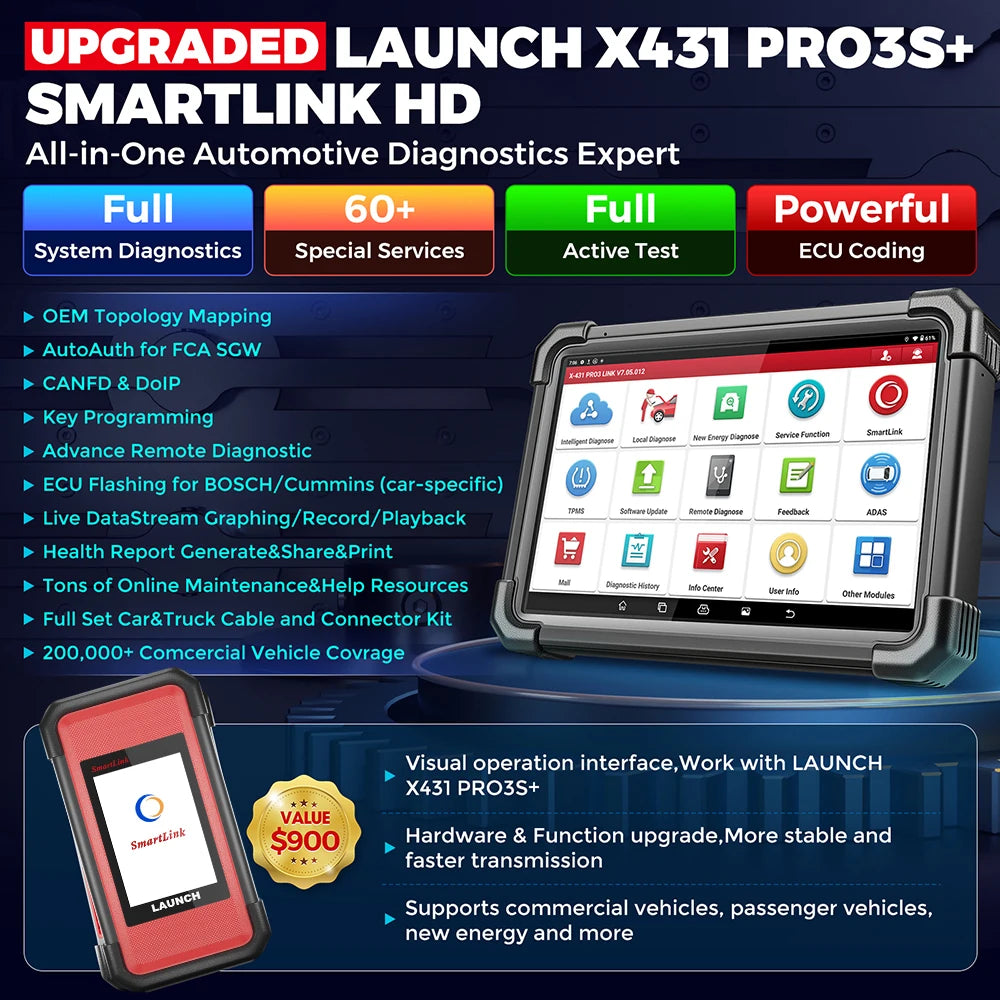 LAUNCH® X431 PRO3S+SmartLink HD Sõidu- ja Veoautode Diagnostikaseade