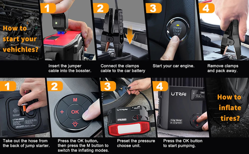 UTRAI JS-5 2000A Jump Starter/Air Compressor
